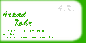 arpad kohr business card